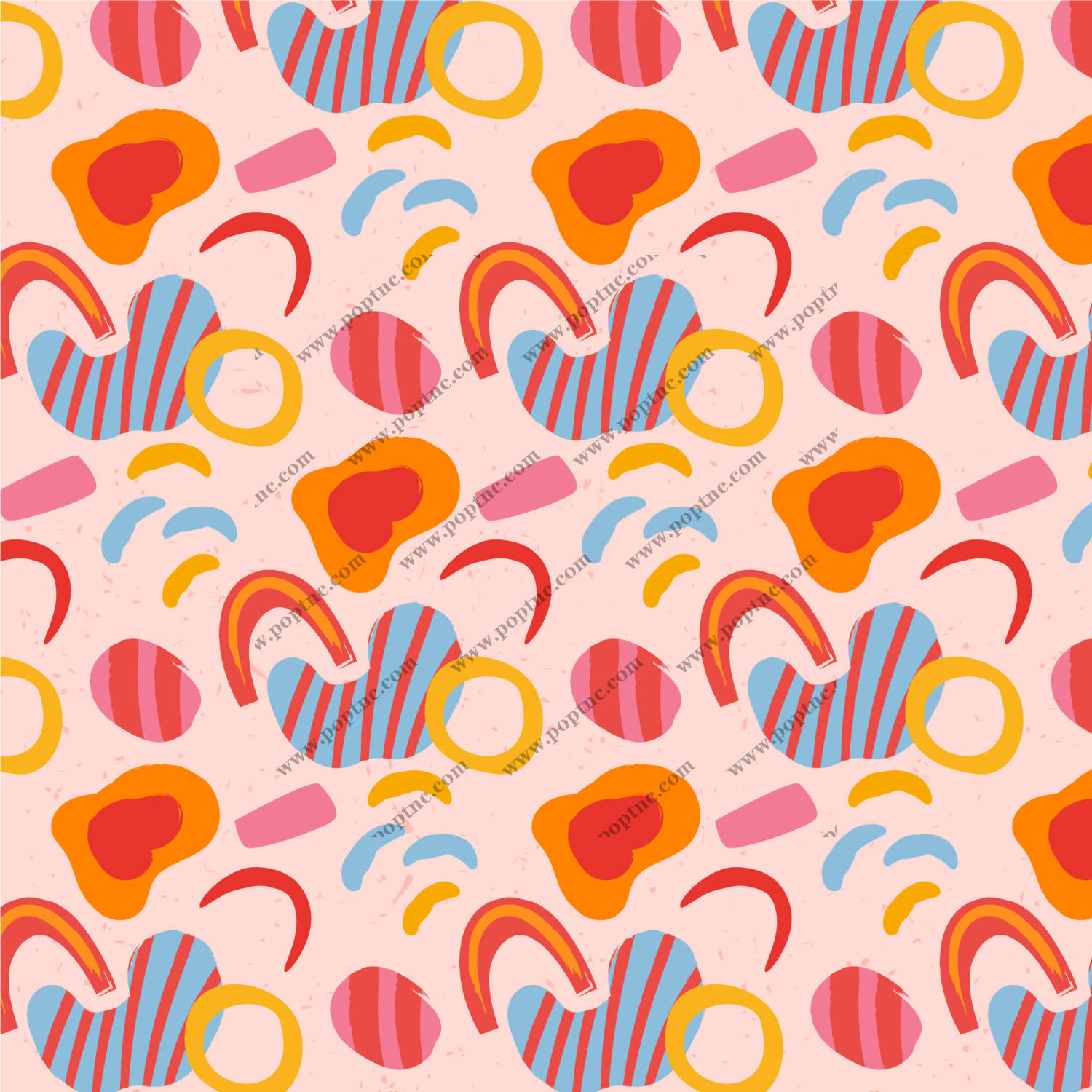 活力四射的彩虹心形条纹服装印花面料