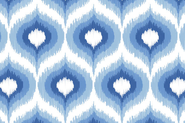 优雅蓝色几何图案面料印花，打造时尚服装印花新风格