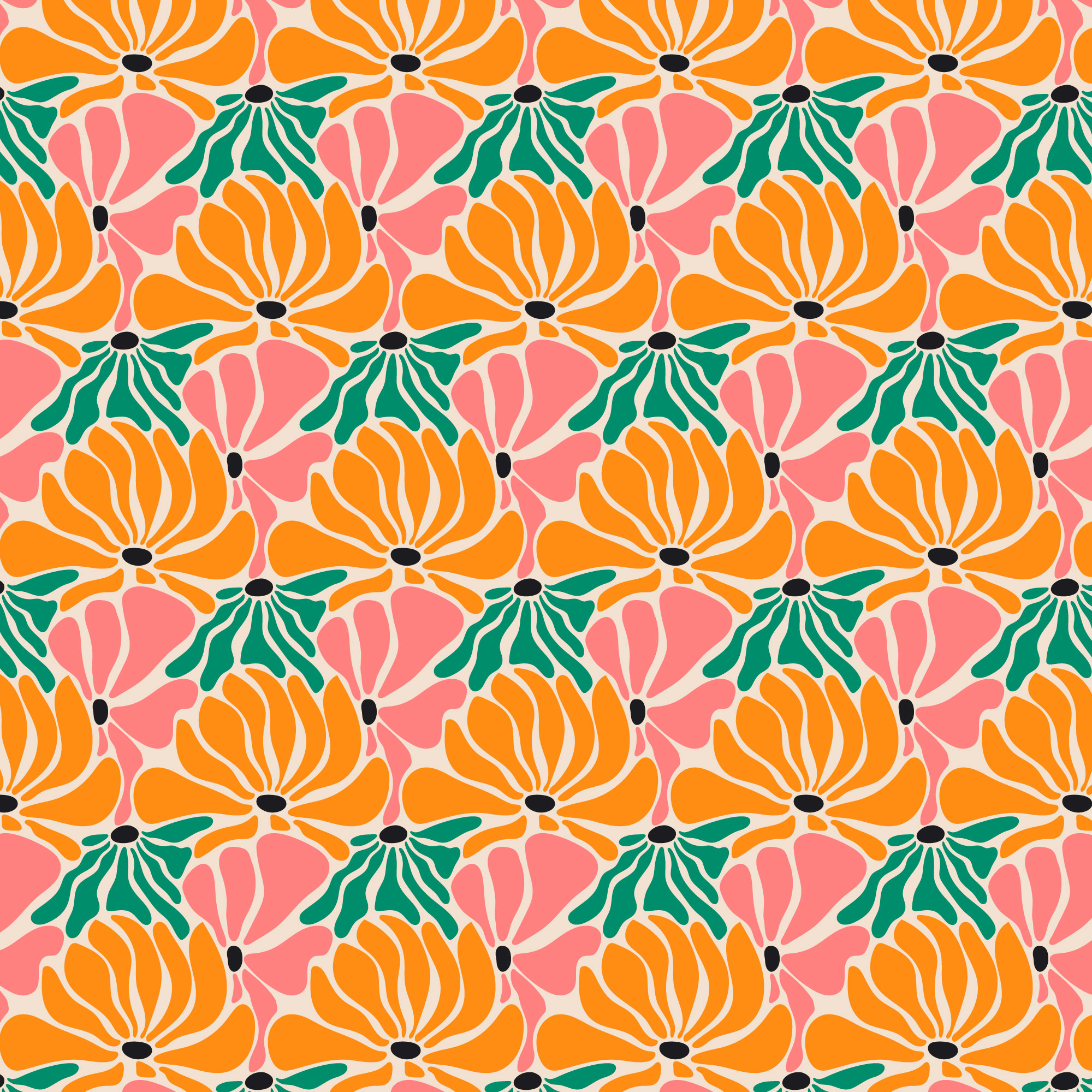 活力四射的橙色花卉面料印花,点亮你的服装