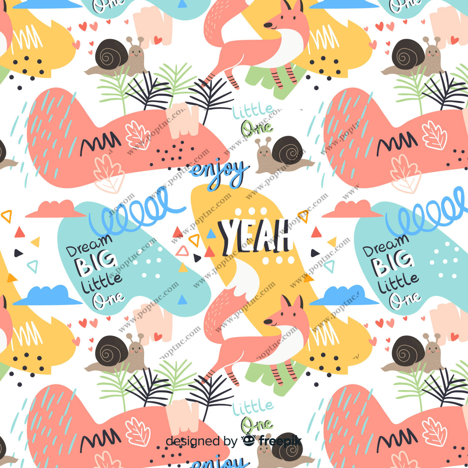 活力四射的动物图案面料印花,适合儿童服装印花设计