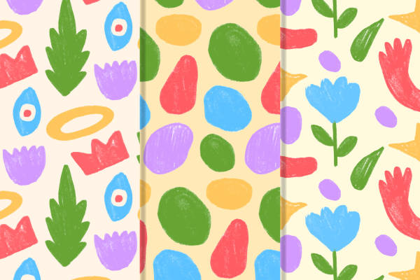 春日多彩手绘风格面料印花服装印花设计