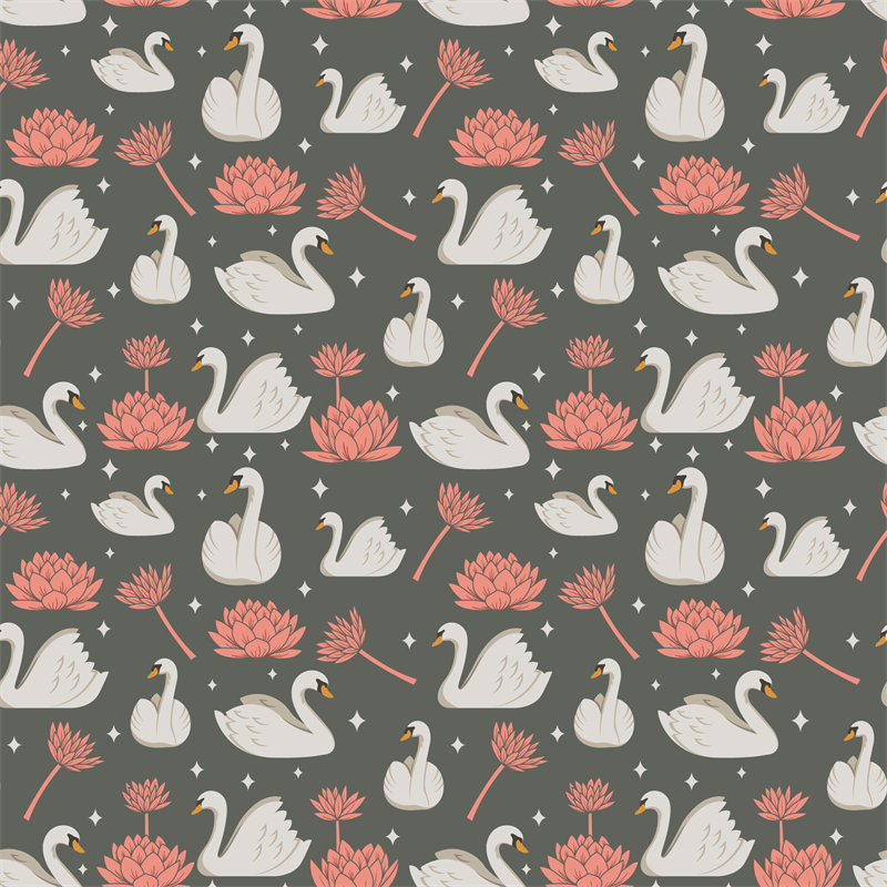 优雅天鹅与莲花面料印花:打造梦幻般的服装