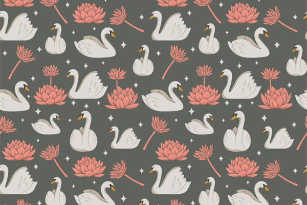 优雅天鹅与莲花面料印花：打造梦幻般的服装