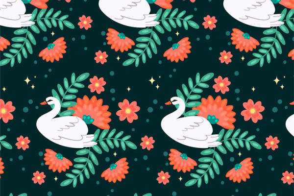 优雅天鹅与橙花面料印花：打造梦幻般的服装