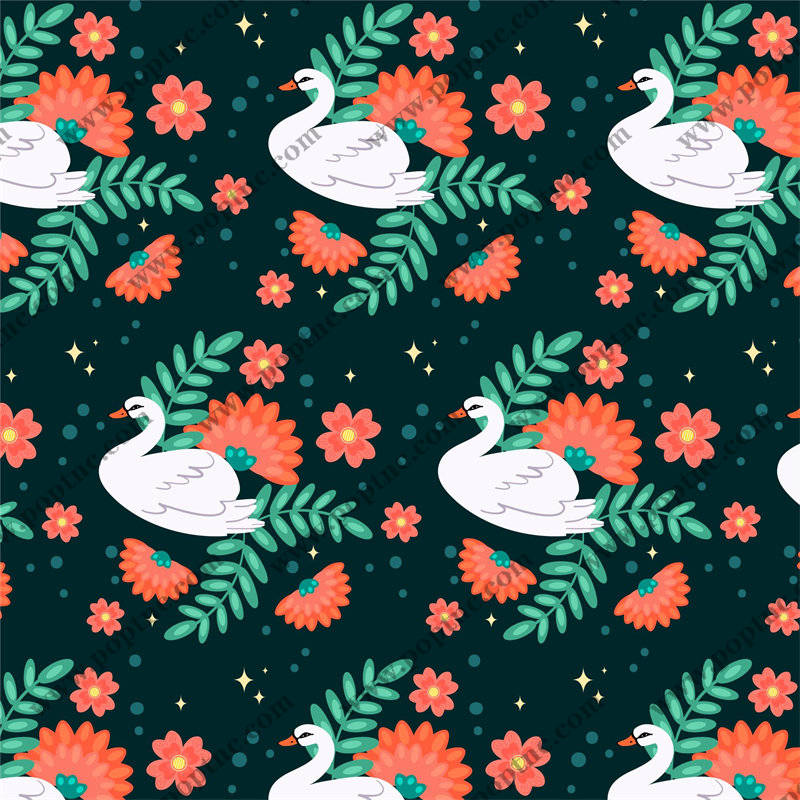 优雅天鹅与橙花面料印花:打造梦幻般的服装