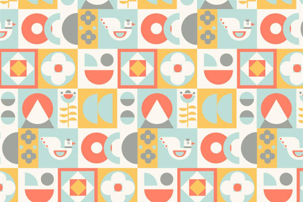 复古几何花卉印花面料，打造个性时尚服装