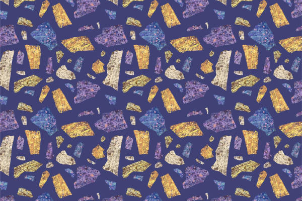 梦幻星空：深邃蓝底碎石纹理服装印花