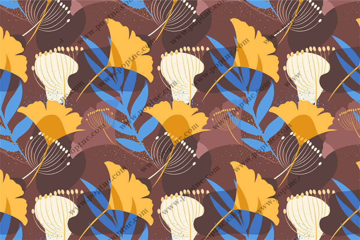 秋日风情:深色背景上的花型纹理服装印花