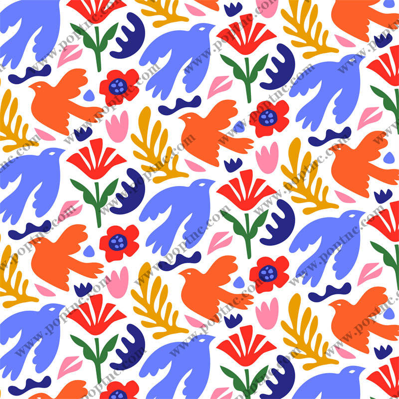 多彩花卉与飞鸟:面料印花设计,打造独特服装印花