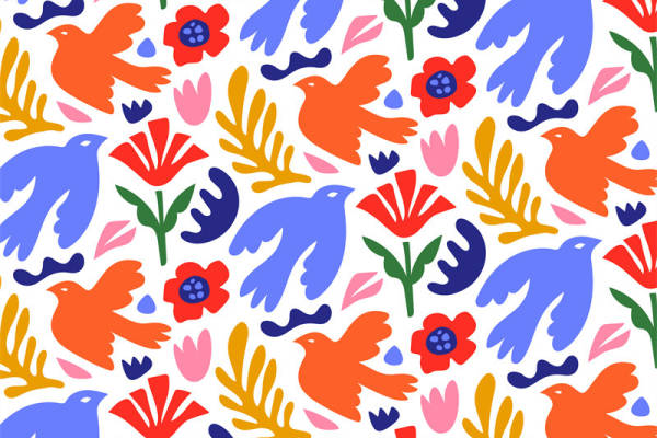 多彩花卉与飞鸟:面料印花设计,打造独特服装印花