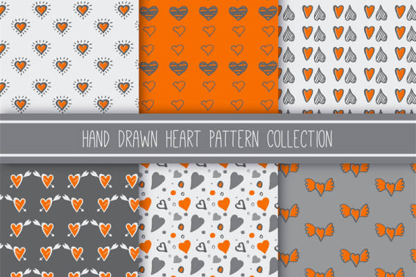 浪漫心形手绘图案服装印花设计