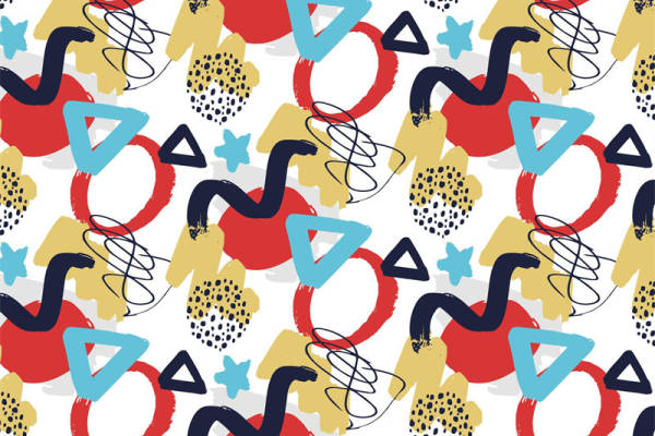 活力四射的抽象几何图案服装印花面料设计