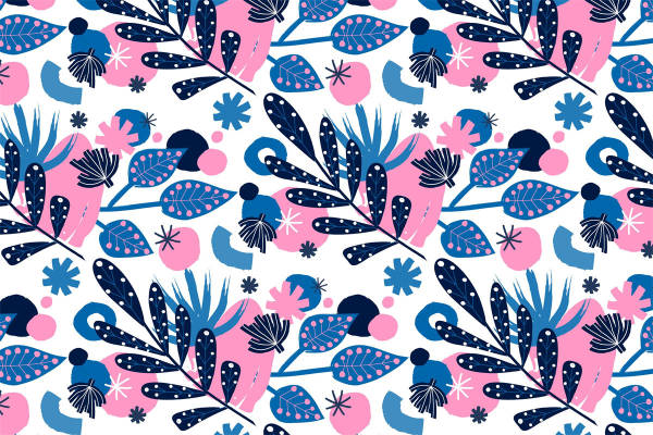 春日花卉图案服装印花面料：清新自然风格