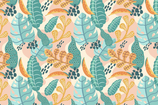 自然风格秋季树叶图案服装印花面料设计