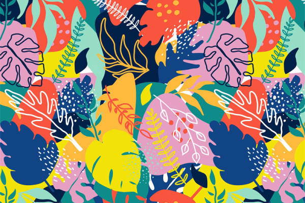 春日活力花卉图案服装印花面料设计