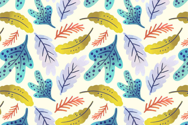 清新自然风彩色叶子服装印花面料推荐