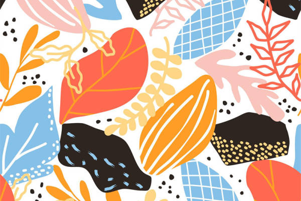 时尚多彩植物图案服装印花面料设计