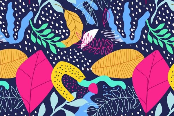 热带风情抽象图案服装印花面料设计