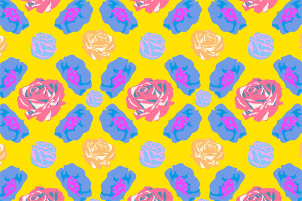 春日绽放：活力黄底色上的多彩玫瑰服装印花面料