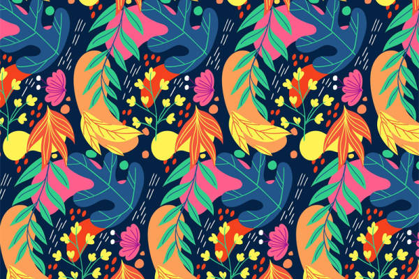 时尚多彩秋季树叶服装印花面料设计