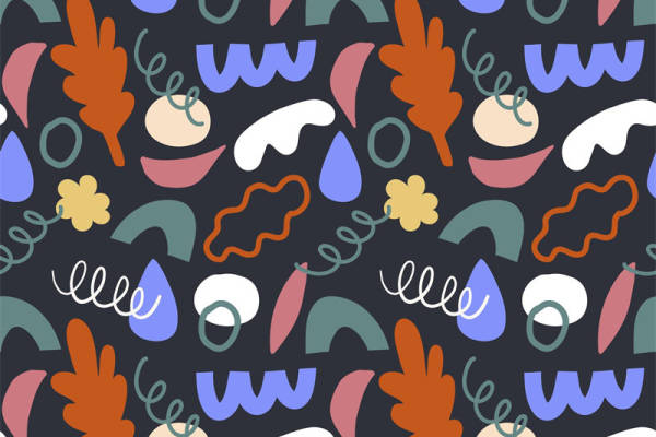 秋季多彩抽象图案服装印花面料设计