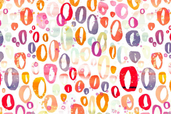 多彩水彩圆点图案服装印花面料设计