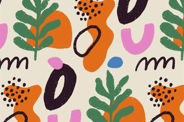 活力四射的抽象水果服装印花面料设计