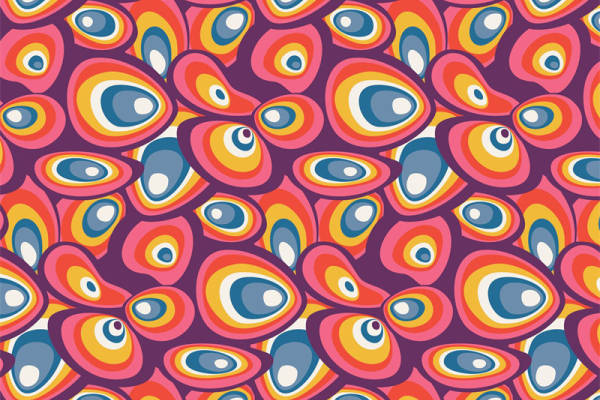 复古风格面料印花:多彩抽象图案服装印花设计