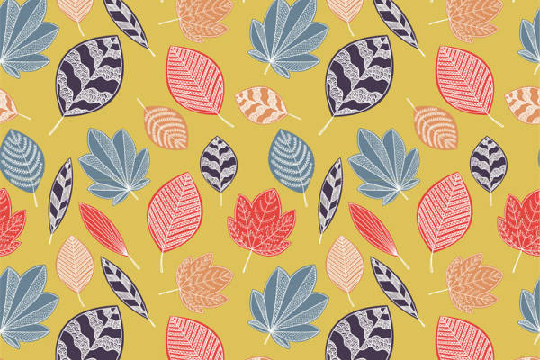 自然灵感：多彩树叶图案服装印花面料