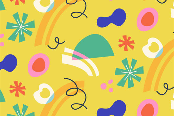 活力四射的抽象几何图案服装印花面料设计