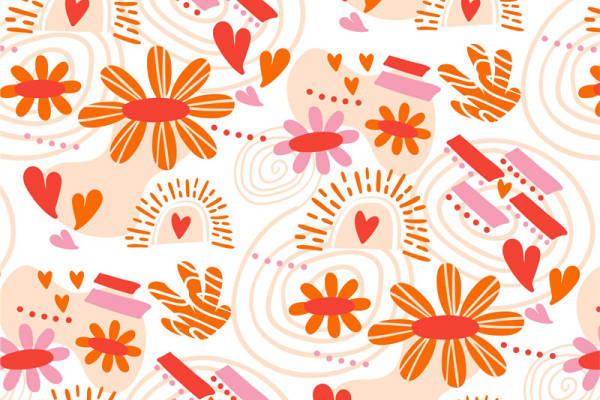 春日浪漫花卉图案服装印花面料设计