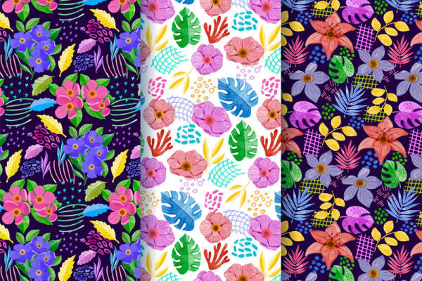 春日花园多彩花卉面料印花服装印花设计