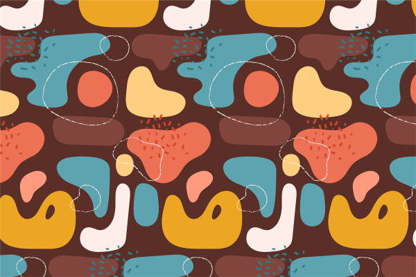 抽象艺术风格服装印花：多彩不规则图案面料印花设计