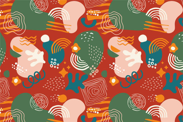 复古风格抽象图案面料印花，打造独特服装印花设计