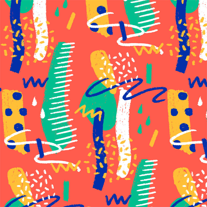 活力四射的抽象几何图案面料印花服装