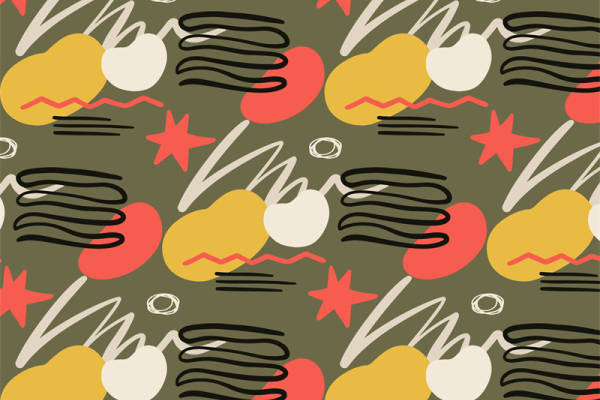 复古风格抽象图案服装印花设计，充满艺术感的面料印花