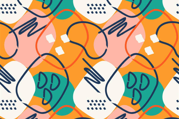 活力四射的抽象几何服装印花面料设计