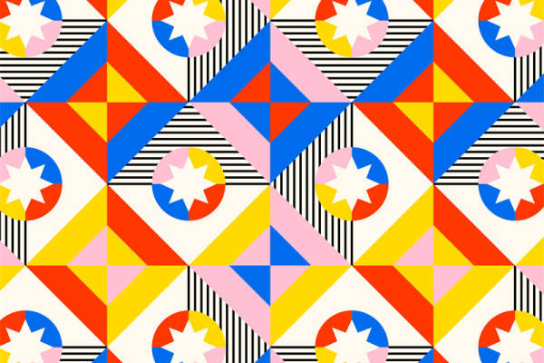 活力四射的几何图案服装印花面料设计