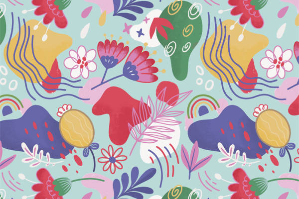 春日花园服装印花:多彩花卉图案面料印花设计