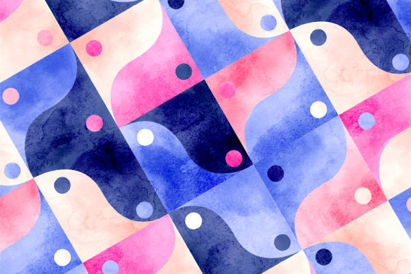 时尚水彩几何图案服装印花面料设计