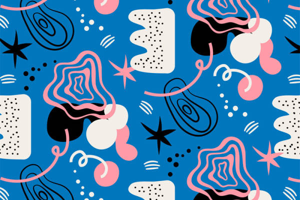 探索抽象艺术:蓝色背景上的服装印花面料设计