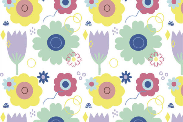 春日花卉图案服装印花面料：清新自然风格