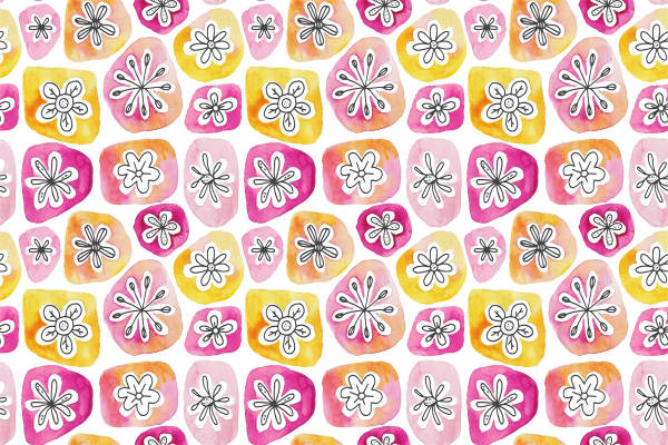 春日水彩花卉图案服装印花面料设计