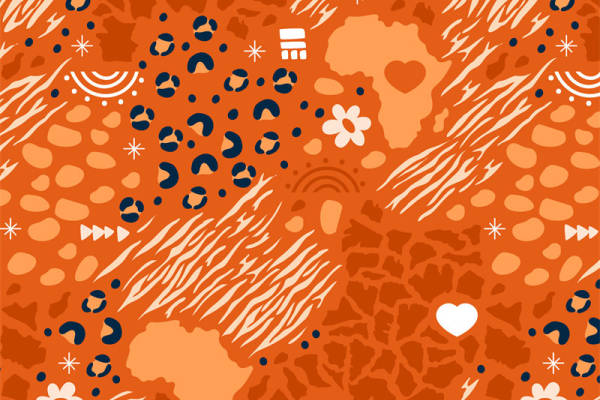 活力橙色与深蓝交织的时尚面料印花服装