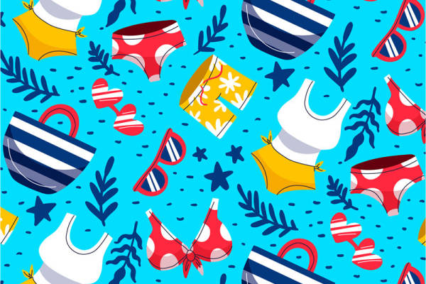 夏日清新风格泳装面料印花，打造时尚海滩服装印花