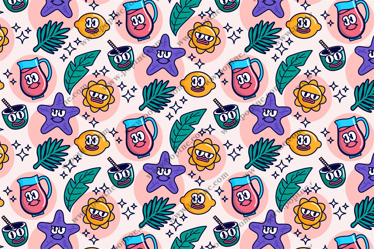 活力四射的卡通风格服装印花设计:色彩斑斓的夏日必备