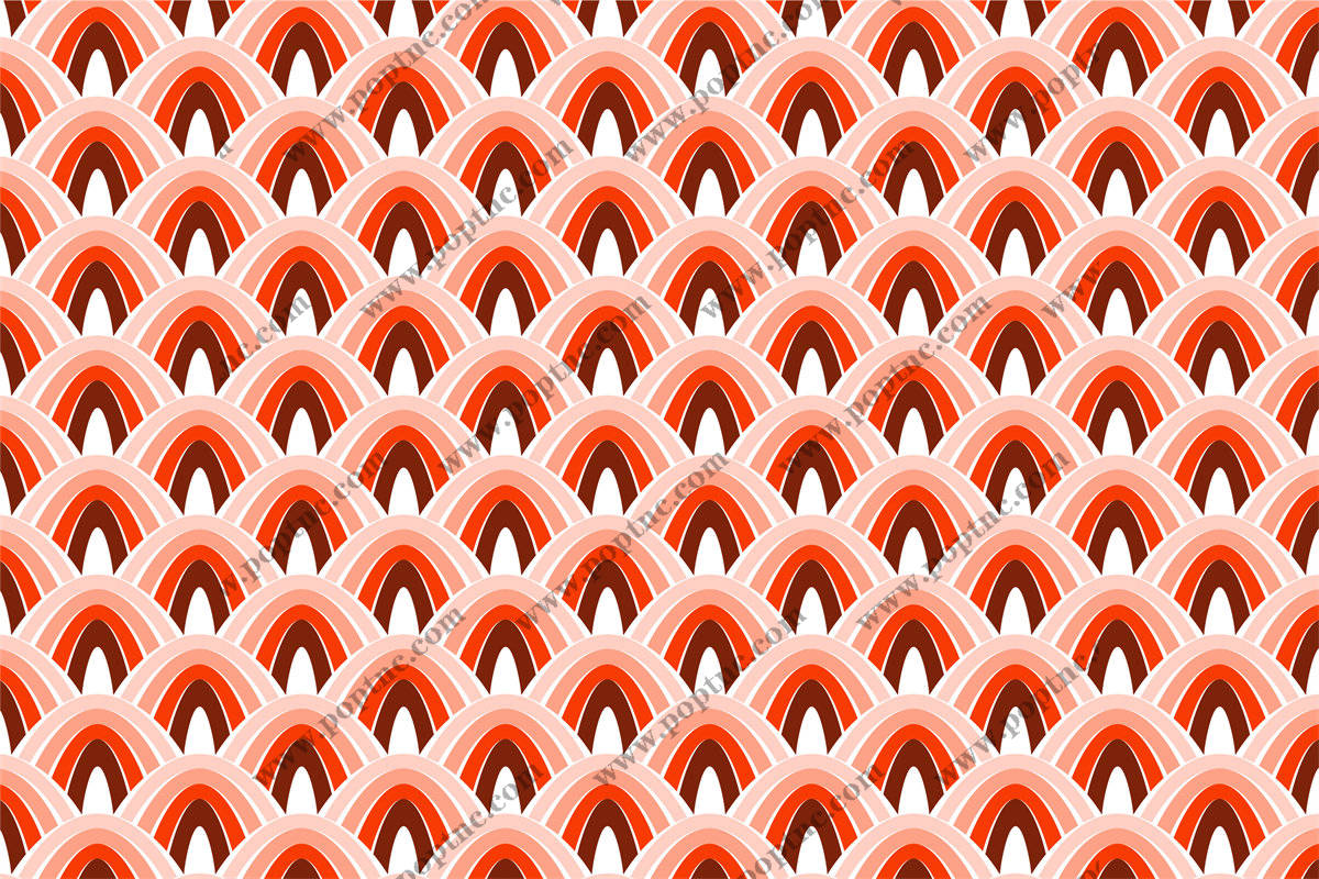 活力橙色与粉色交织的服装印花面料设计