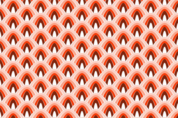 活力橙色与粉色交织的服装印花面料设计