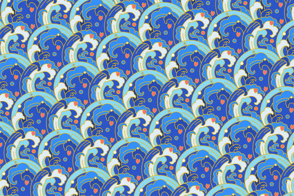 梦幻蓝色海洋风服装印花面料设计