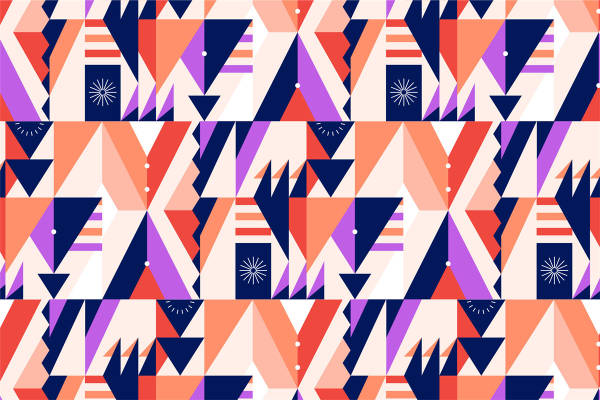 现代抽象几何图案服装印花面料设计